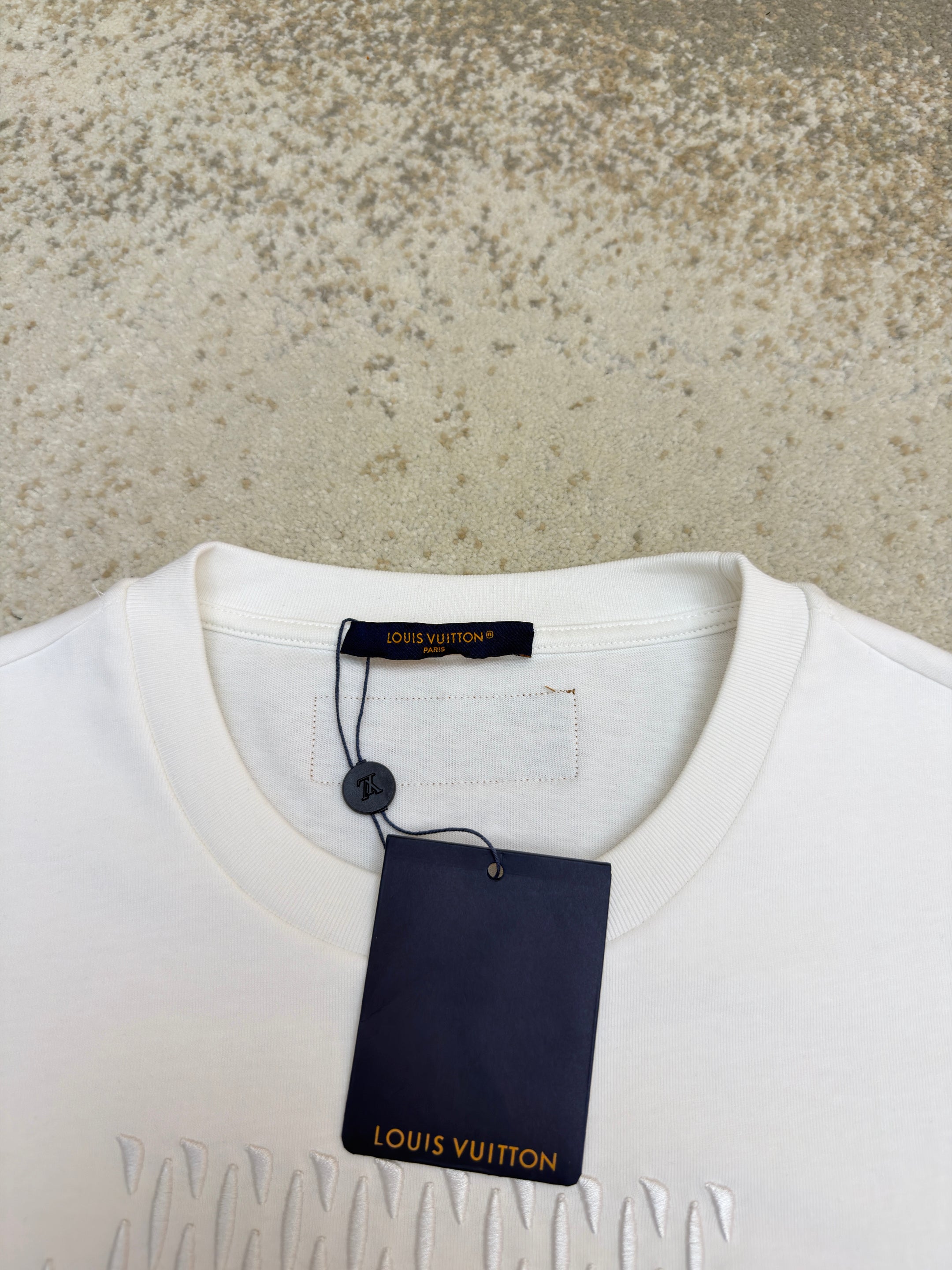 LV 1AFV79 Embroidered Signature Cotton T-Shirt