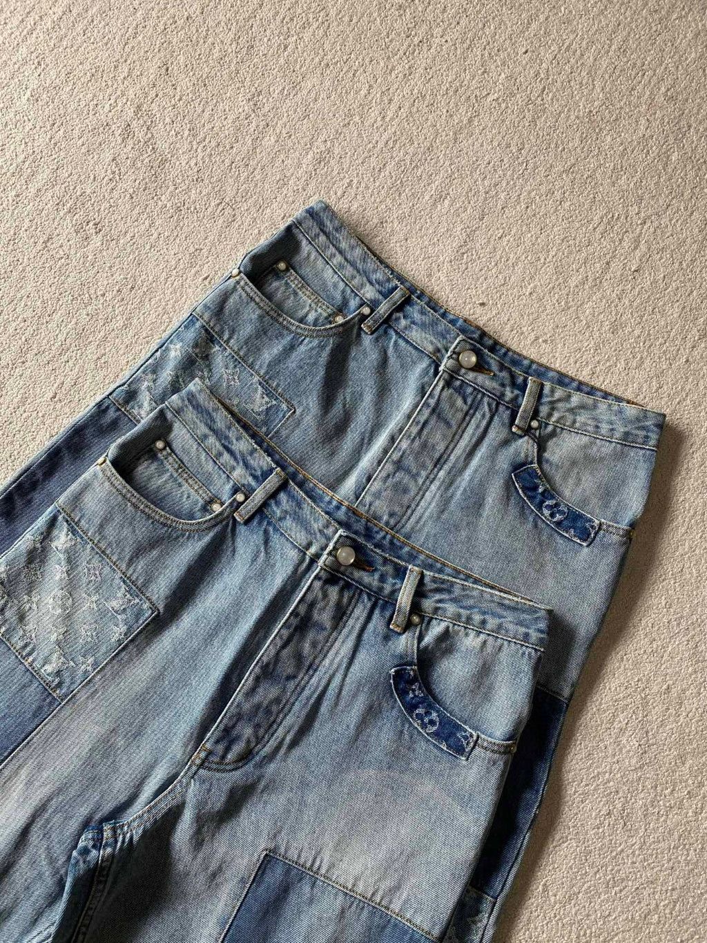 LV 1AKCOL Signature Patchwork Denim Pants