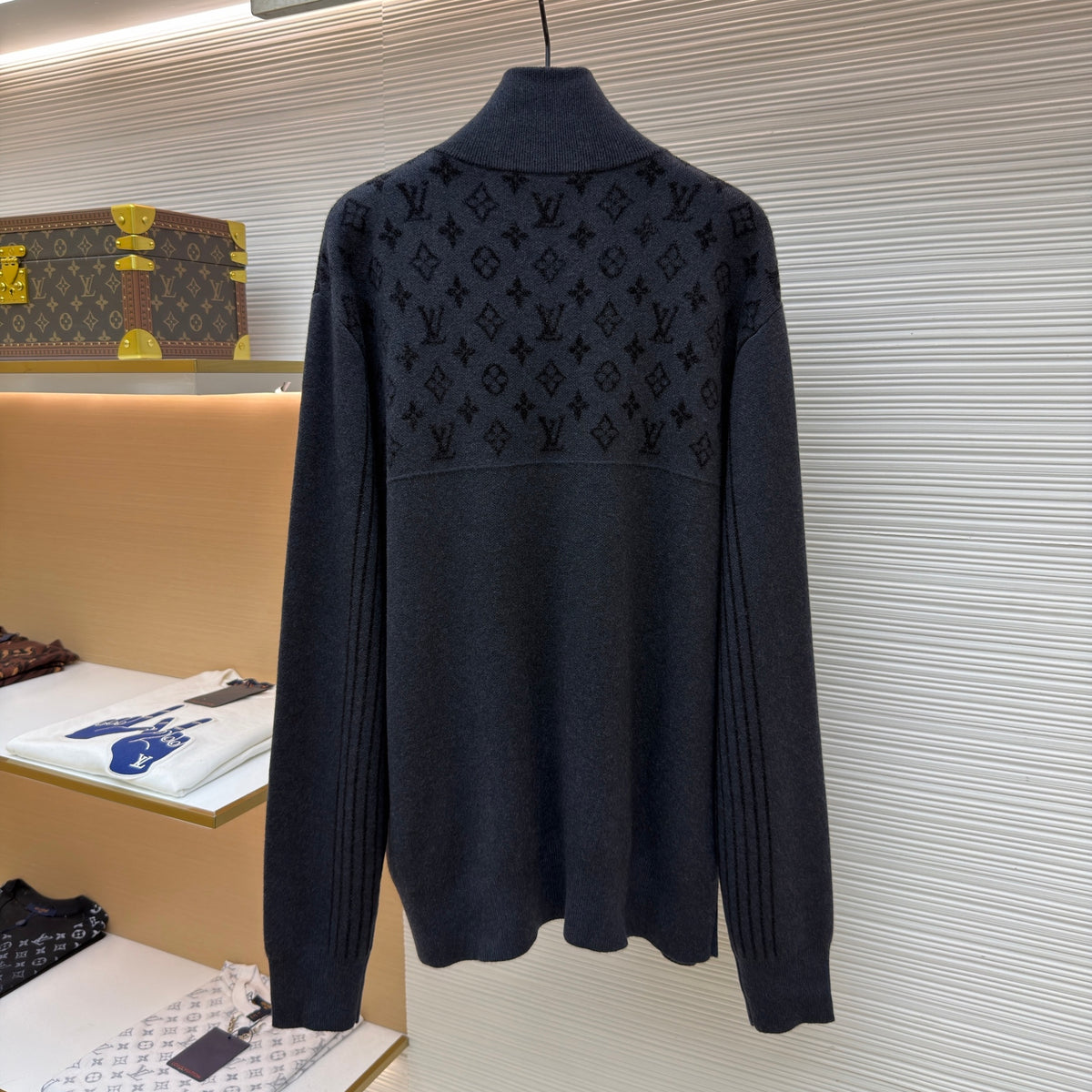 LV 1AL1PN New Ribbed Wool Half-Zip Pullover