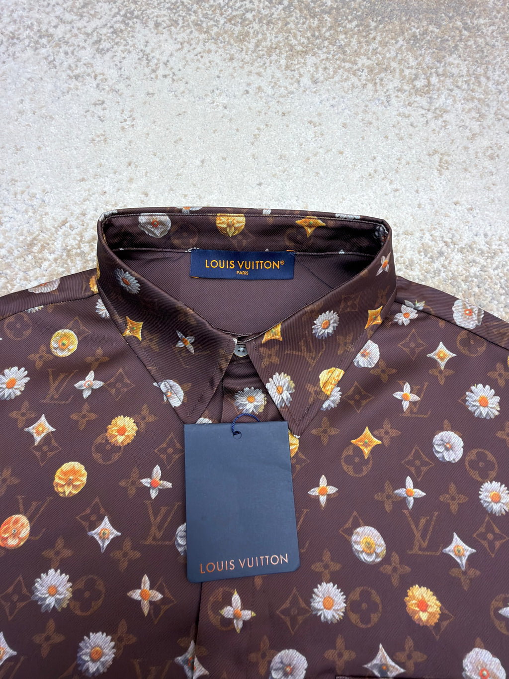 LV 1AJRJ7 Monogram Printed Short-Sleeved Silk Shirt