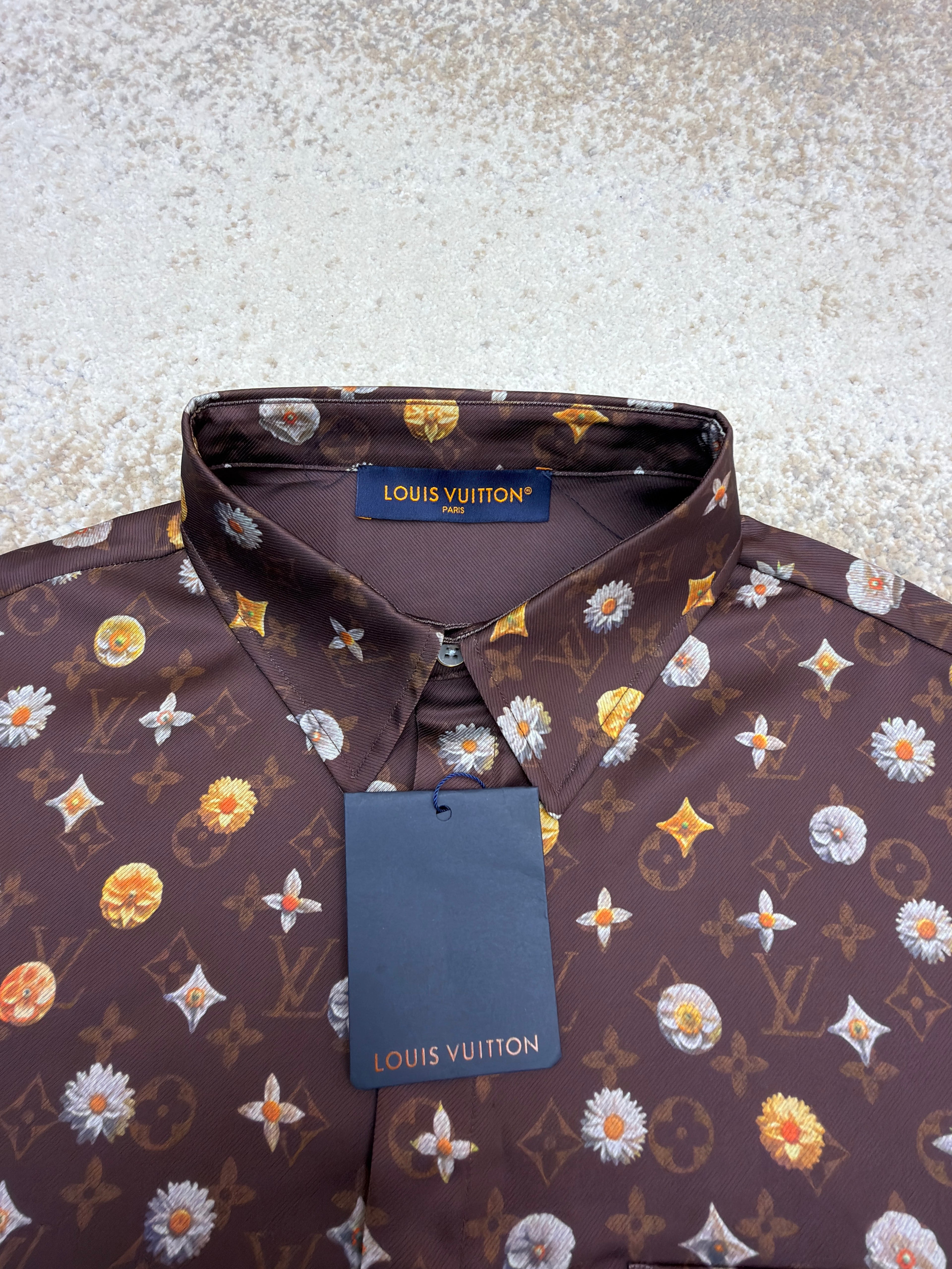 LV 1AJRJ7 Monogram Printed Short-Sleeved Silk Shirt