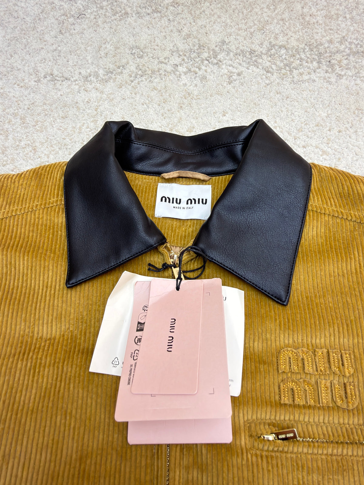 Miu Miu Corduroy Blouson Jacket With Leather Collar
