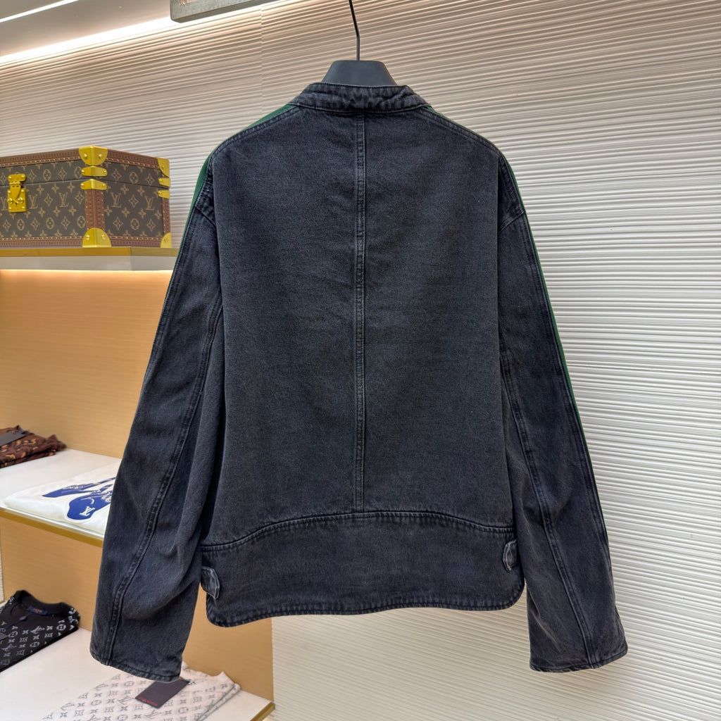 Gucci Cotton Denim Biker Jacket With Web