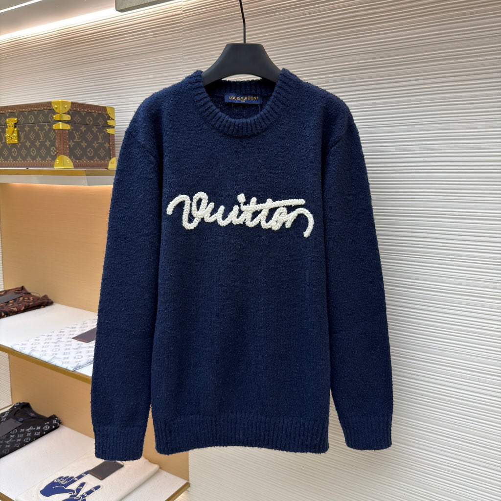 LV 1AKLW8 Embroidered Signature Long-Sleeved Crewneck
