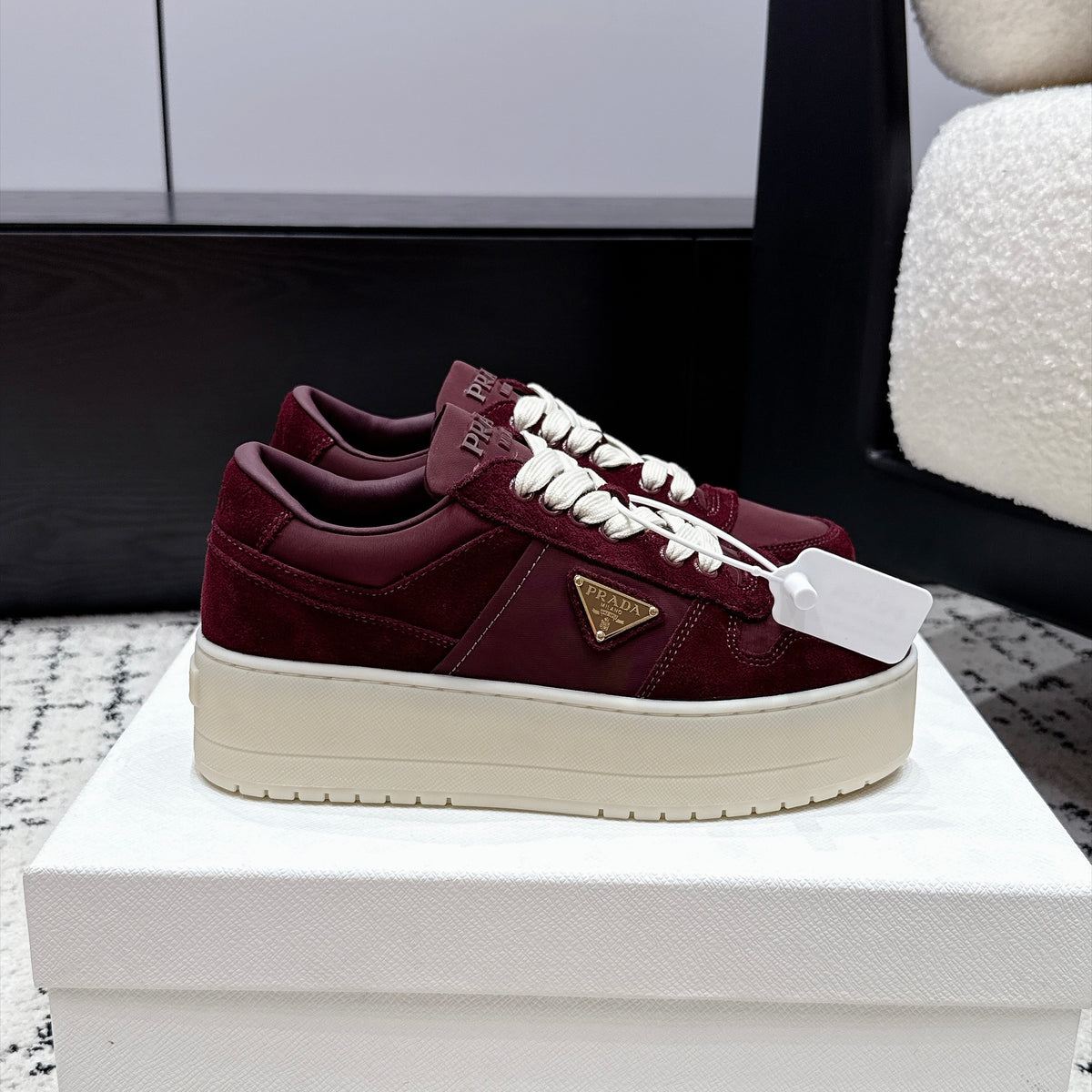 Prada Downtown Bold Re-Nylon And Suede Sneakers
