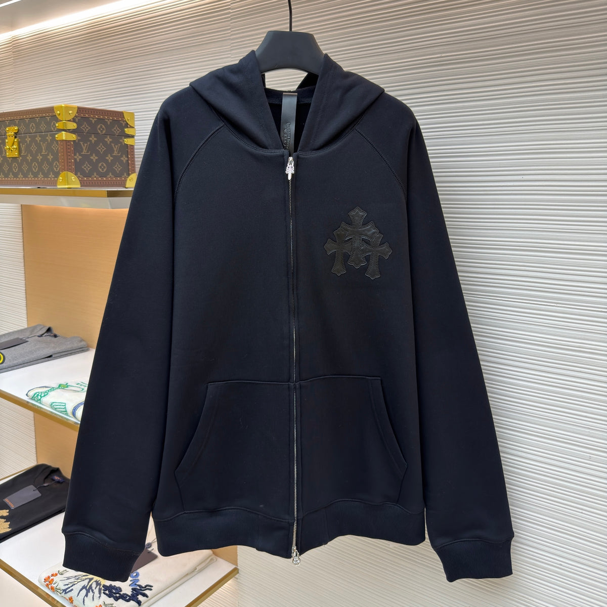 Chrome Hearts Triple Cross CH Logo Embroidered Hoodie