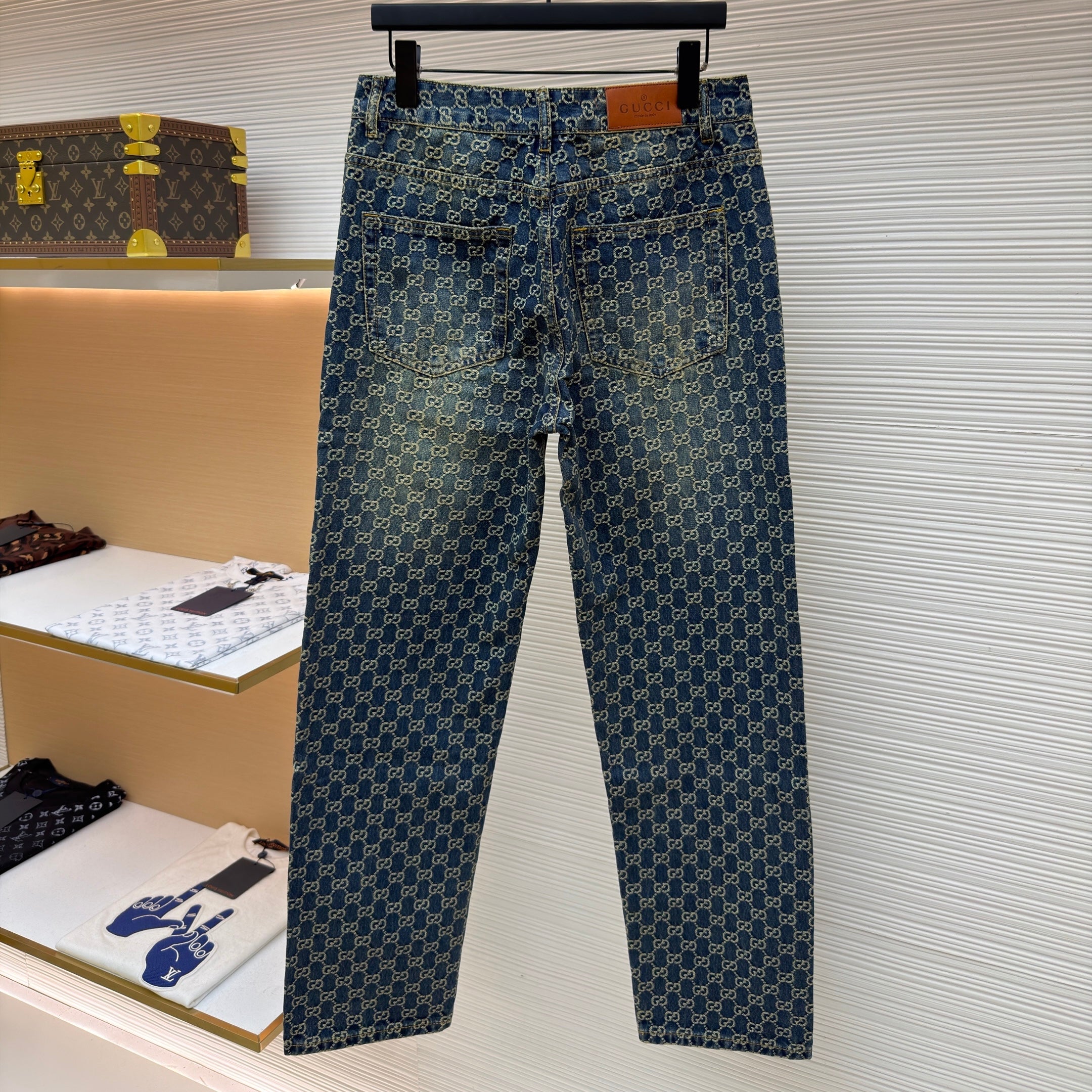 Gucci GG Cotton Denim Jacquard Pants