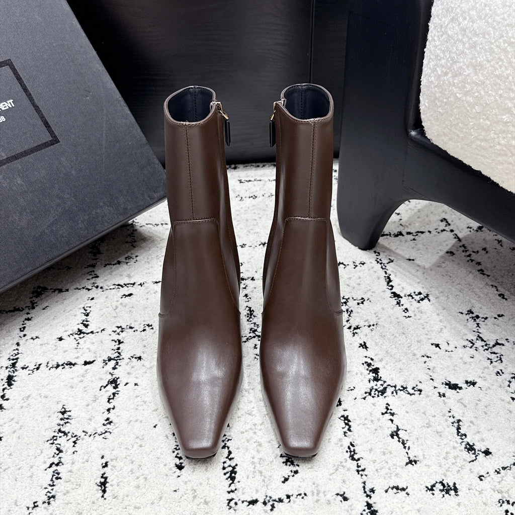 Saint Laurent Opyum Booties In Smooth Leather