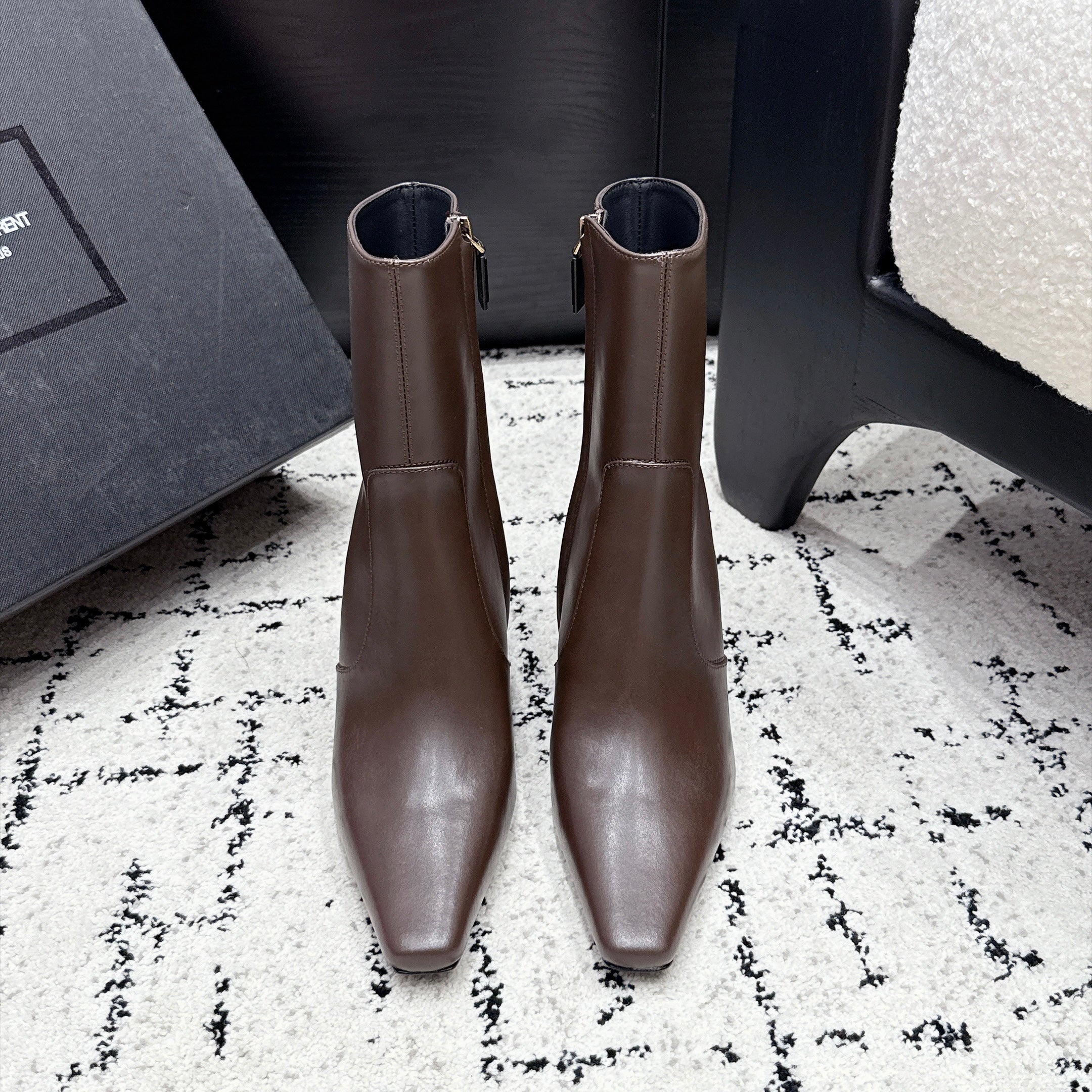 Saint Laurent Opyum Booties In Smooth Leather