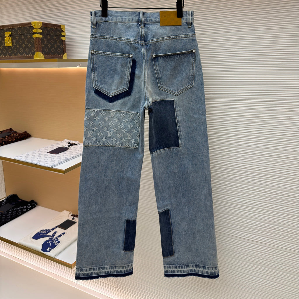 LV 1AKCOL Signature Patchwork Denim Pants