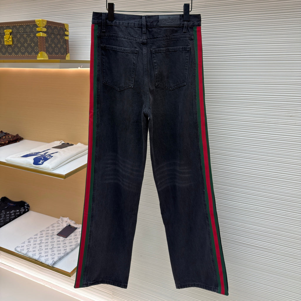 Gucci Cotton Denim Pants With Web Insert
