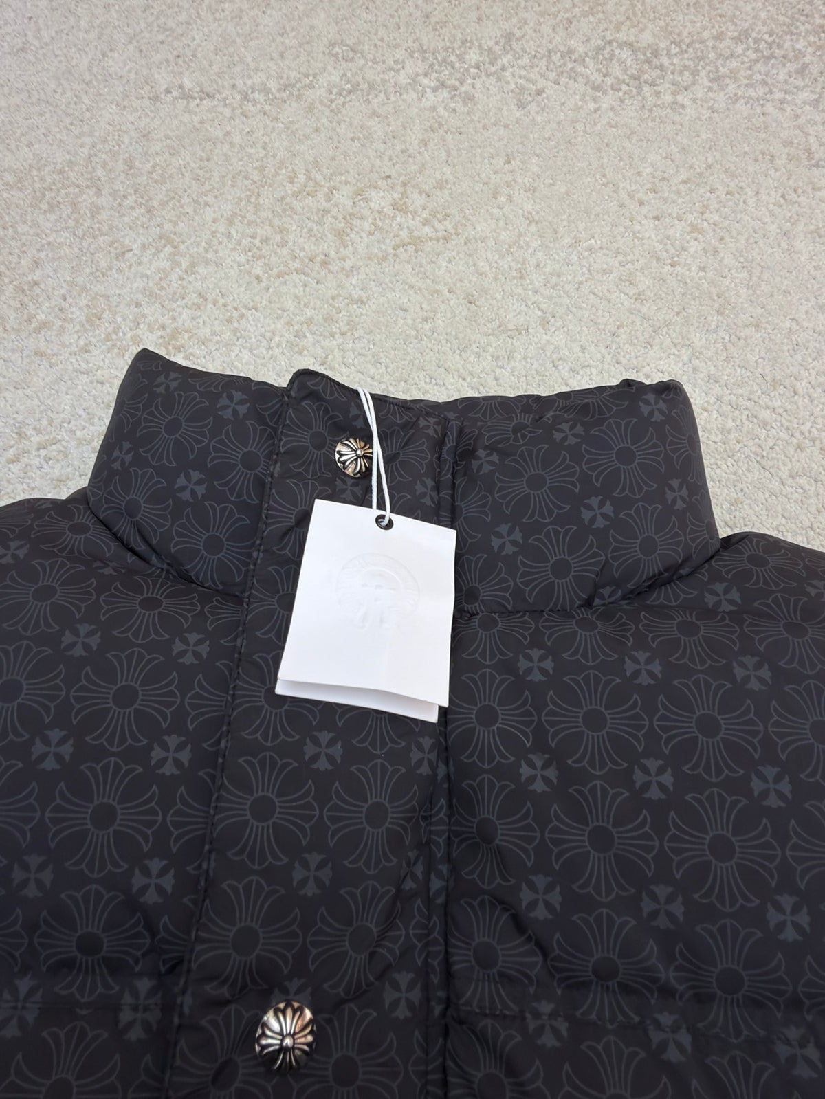 Chrome Hearts Black Monogram Print Down Puffer Jacket
