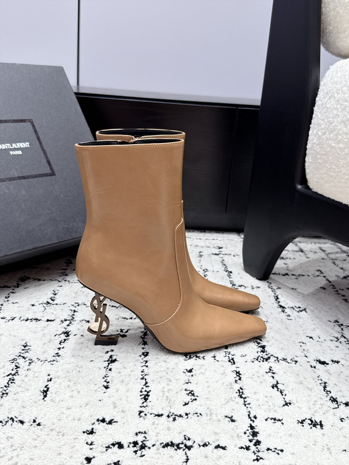 Saint Laurent Opyum Booties In Smooth Leather