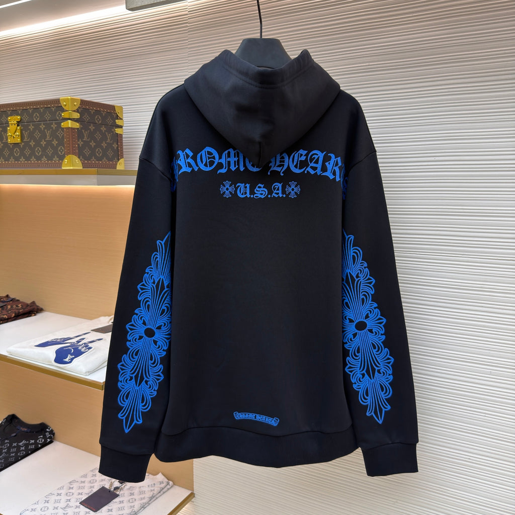 Chrome Hearts Friends and Family Glitter Print Horseshoe Logo Hoodie