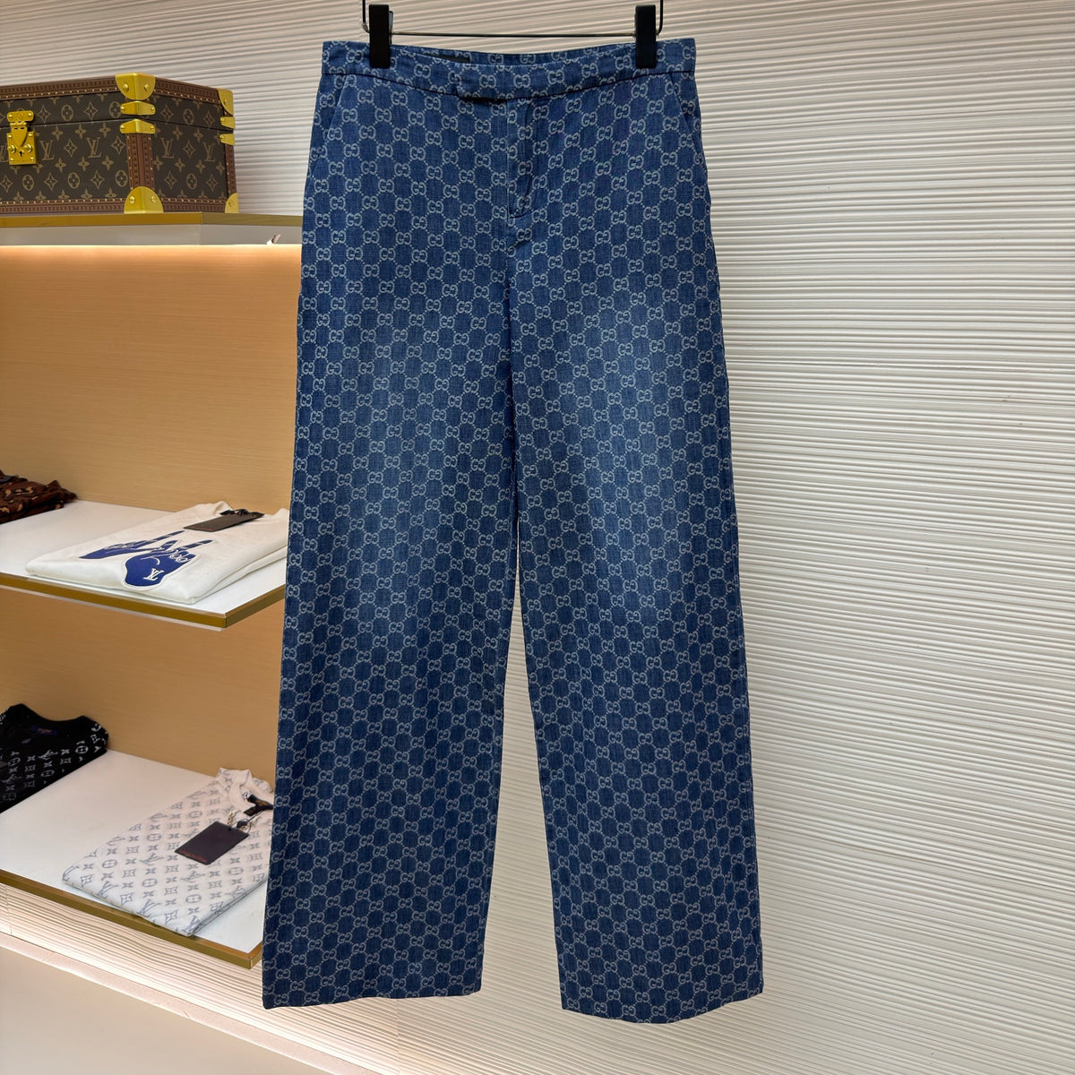 Gucci GG Cotton Denim Jacquard Pants