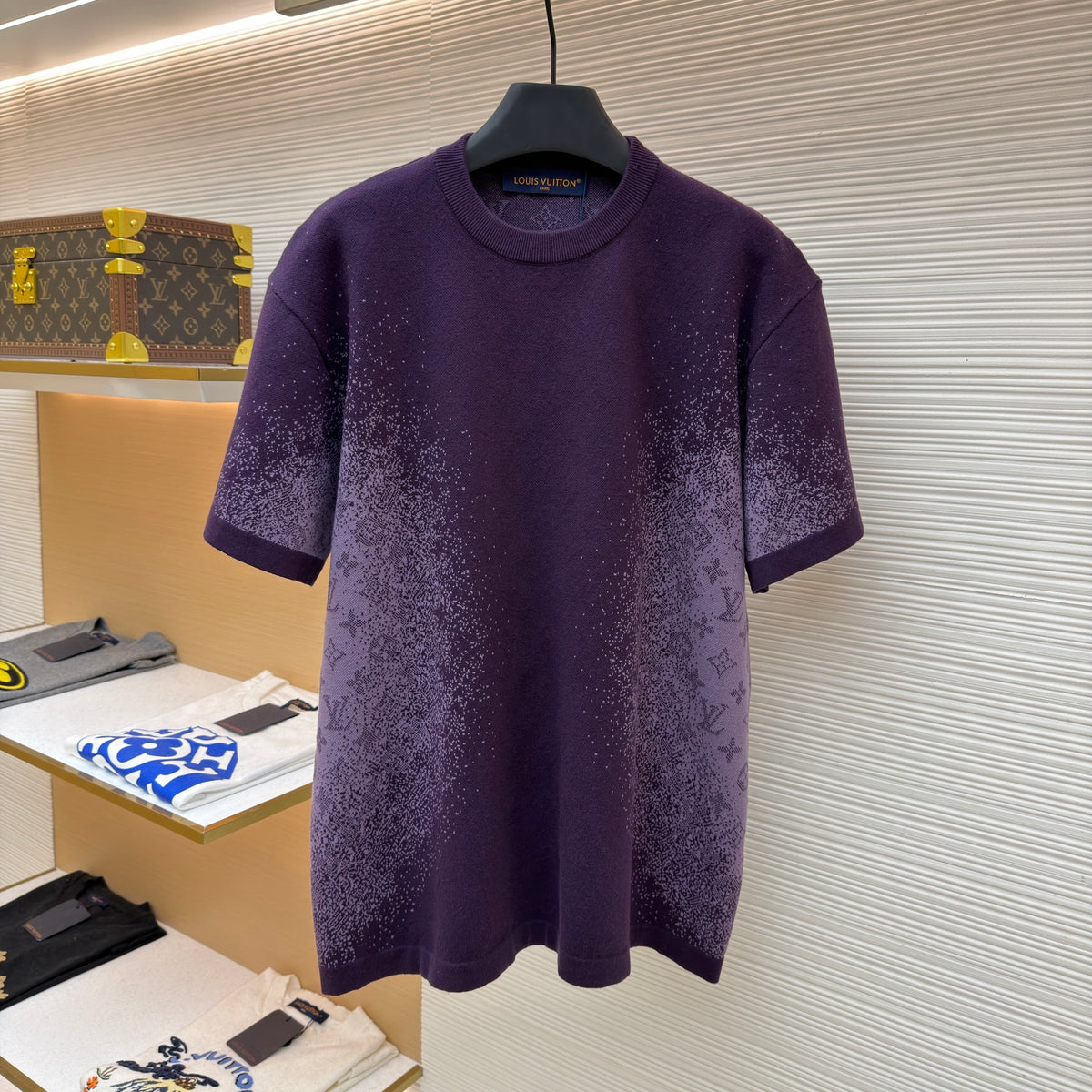 LV 1AJTV1 Monogram Jacquard Short-Sleeved Crewneck
