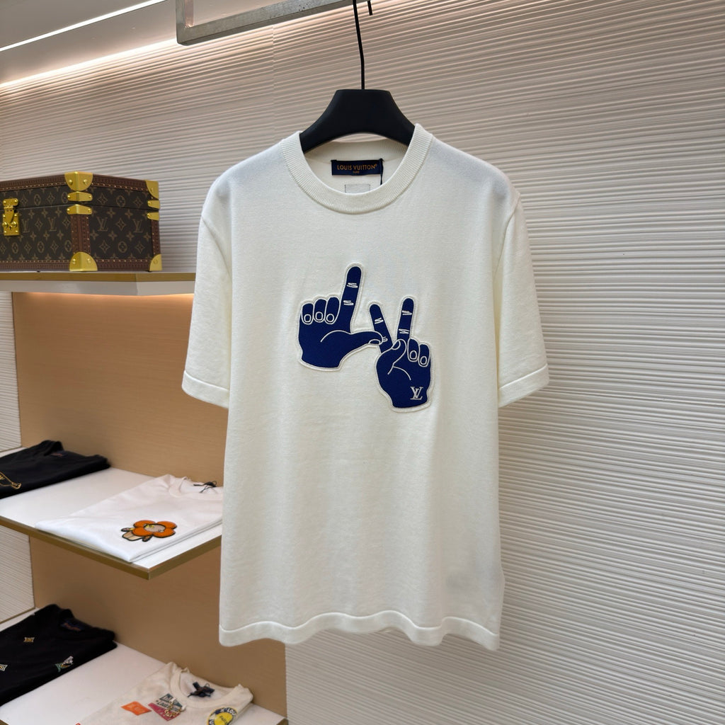 LV 1AK6ZF Short-Sleeved Signature Patch Crewneck