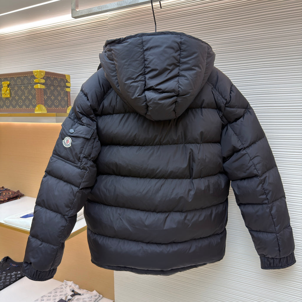 Moncler Maya Hooded Short Down Jacket in Matte Nylon