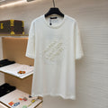 LV 1AFV79 Embroidered Signature Cotton T-Shirt