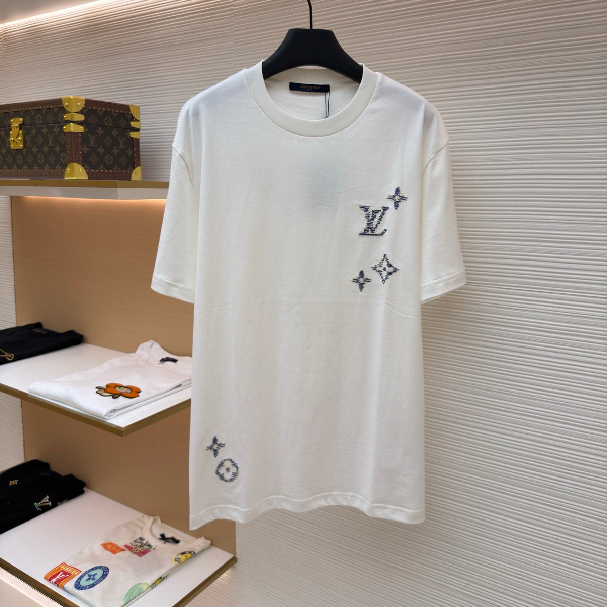 LV 1AK7G3 Embroidered Signature Short-Sleeved T-Shirt