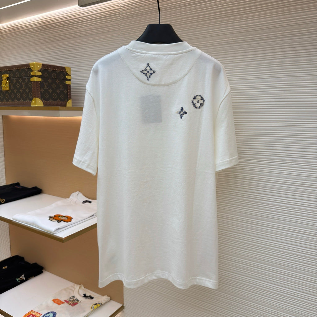LV 1AK7G3 Embroidered Signature Short-Sleeved T-Shirt