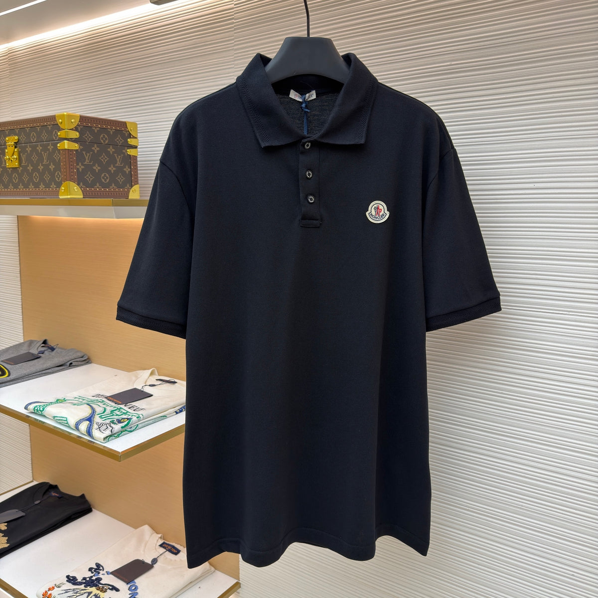Moncler Logo Patch Cotton Piquet Polo Shirt