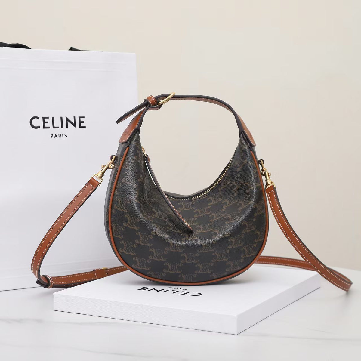 Celine Teen Celine Lulu In Triomphe Canvas And Calfskin