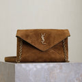Saint Laurent Cassandre Small Chain Pouch In Suede