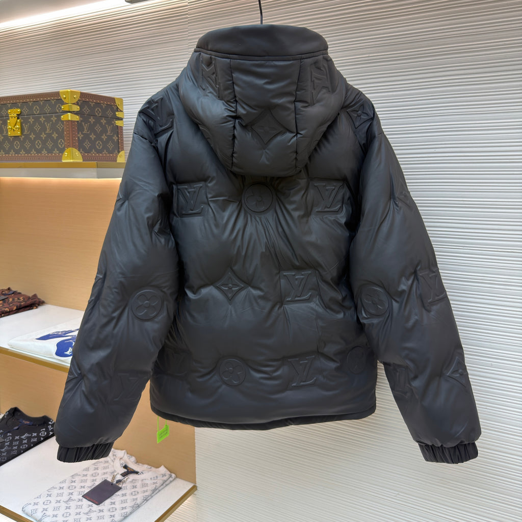 LV 1AAUZG Print Embossed Hooded Down Jacket