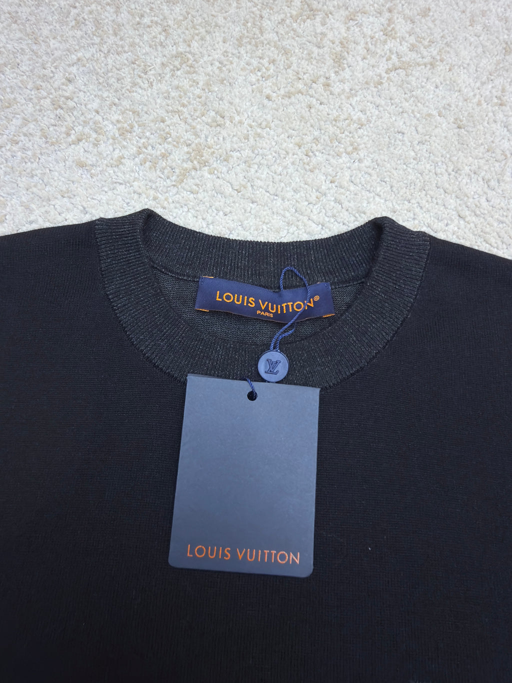 LV 1AKRN4 Gradient Signature Jacquard Short-Sleeved Crewneck