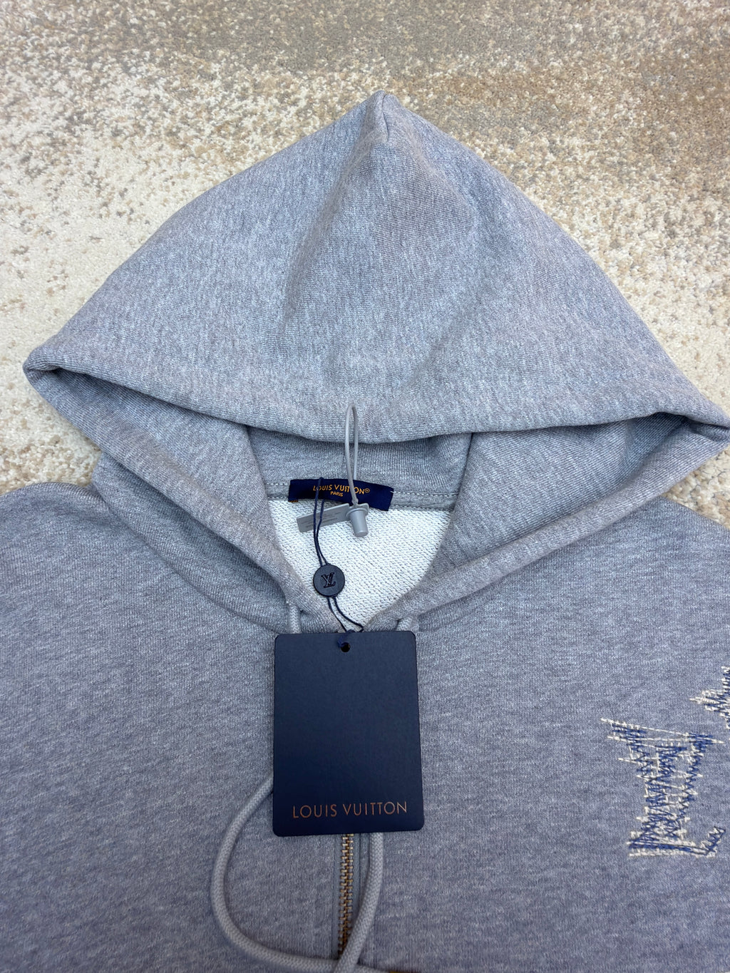 LV 1AK7FH Embroidered Signature Zipped Hoodie