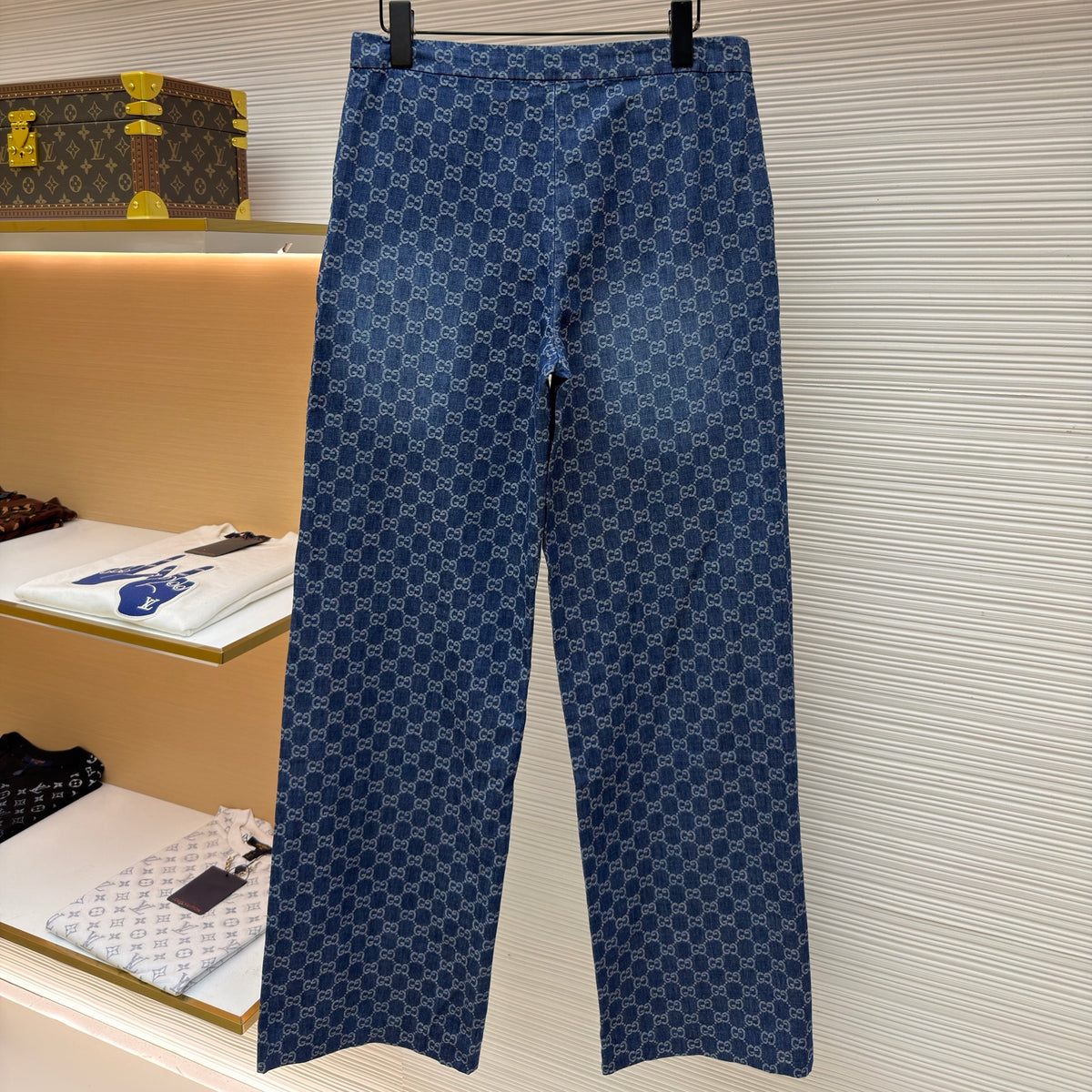 Gucci GG Cotton Denim Jacquard Pants