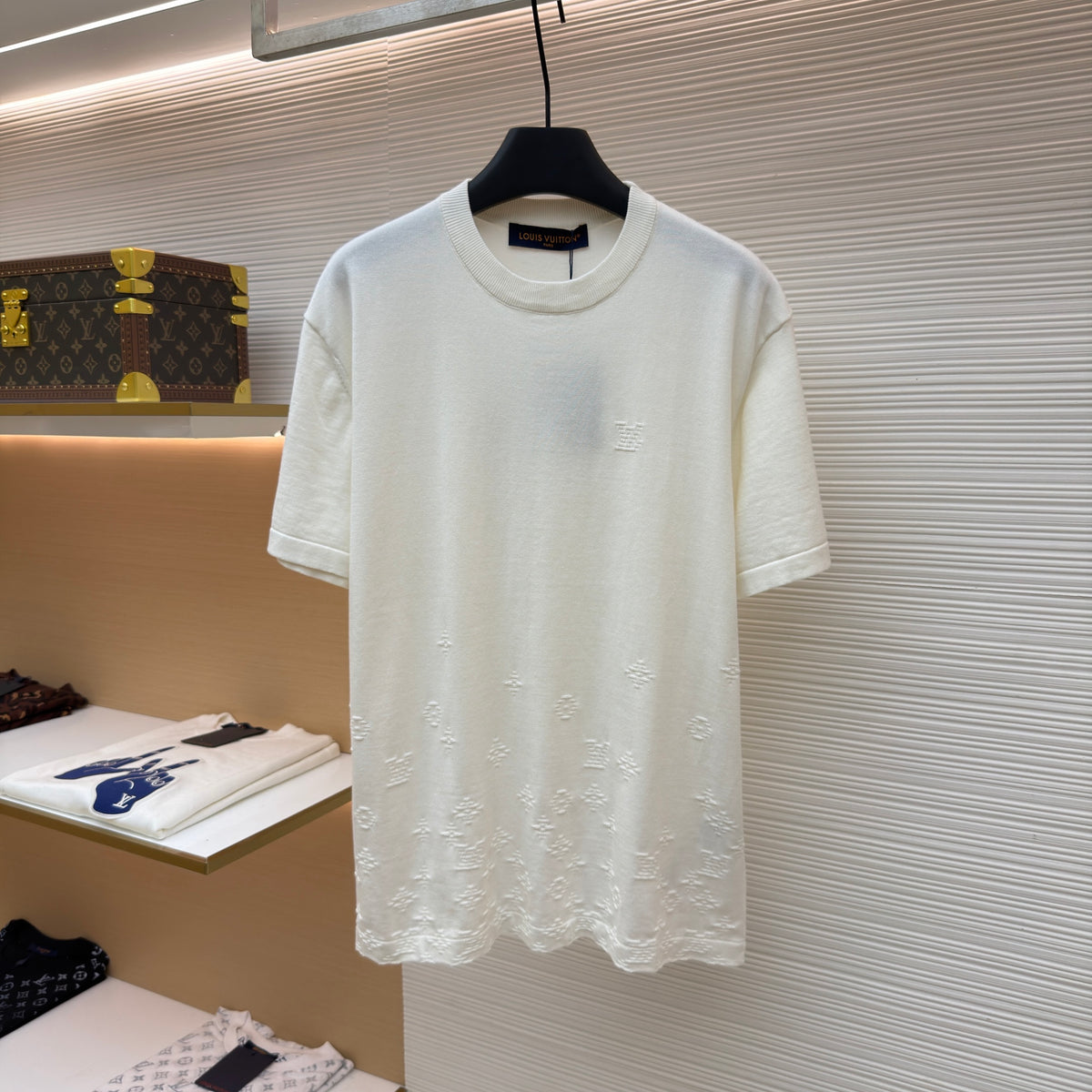 LV 1AKRN4 Gradient Signature Jacquard Short-Sleeved Crewneck