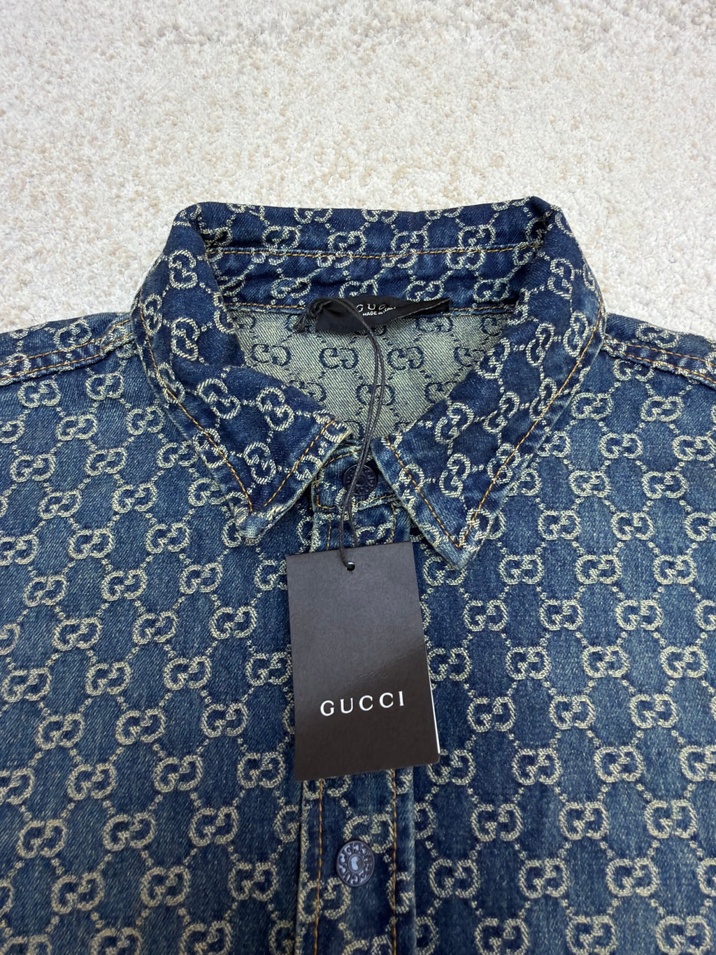 Gucci GG Cotton Denim Jacquard Shirt