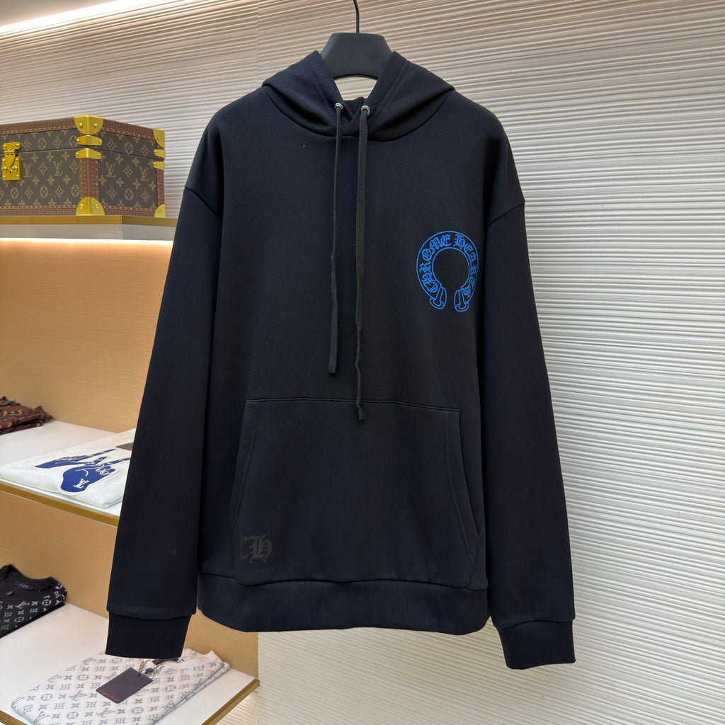 Chrome Hearts Friends and Family Glitter Print Horseshoe Logo Hoodie