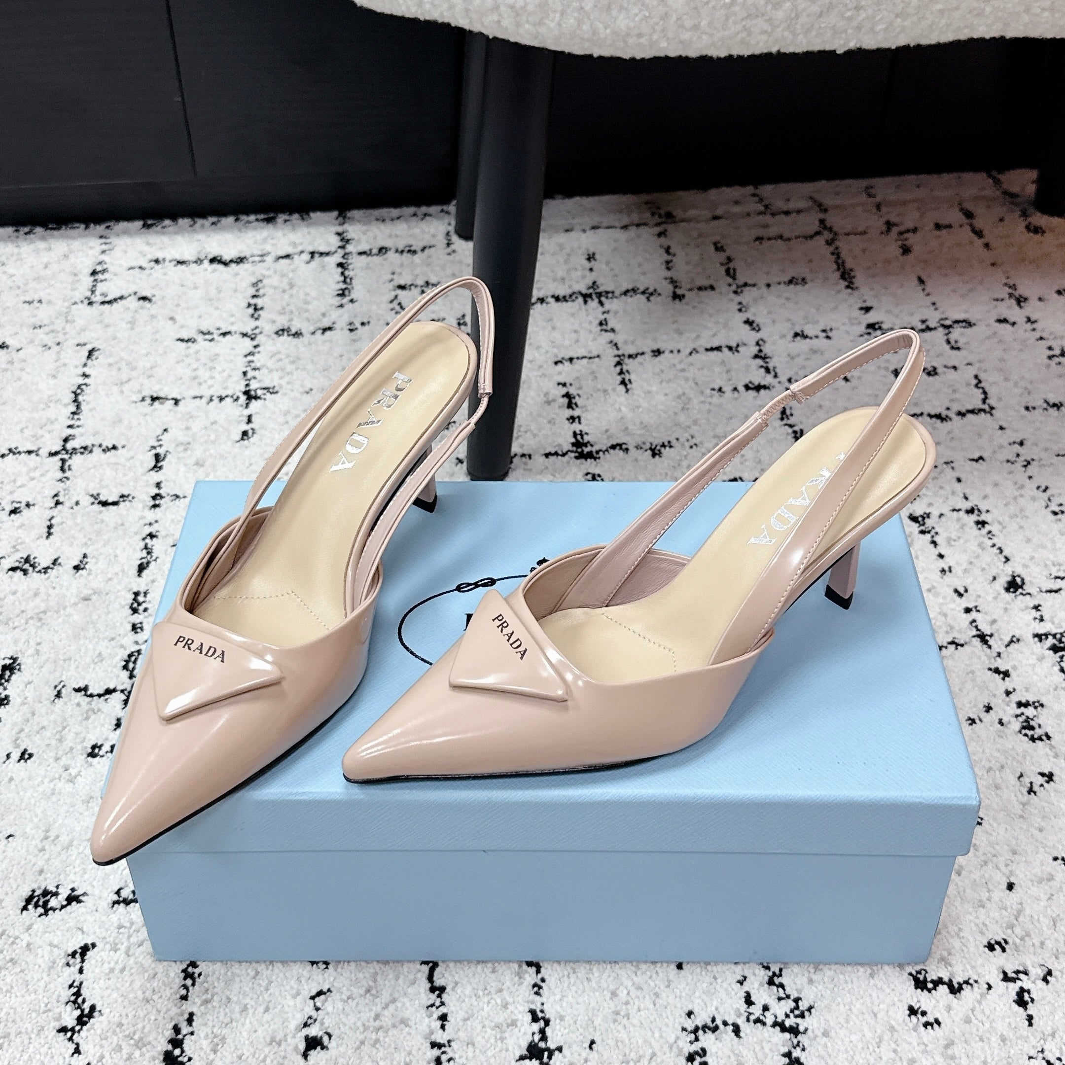 Prada Triangle Slingback Pump in Patent Calfskin
