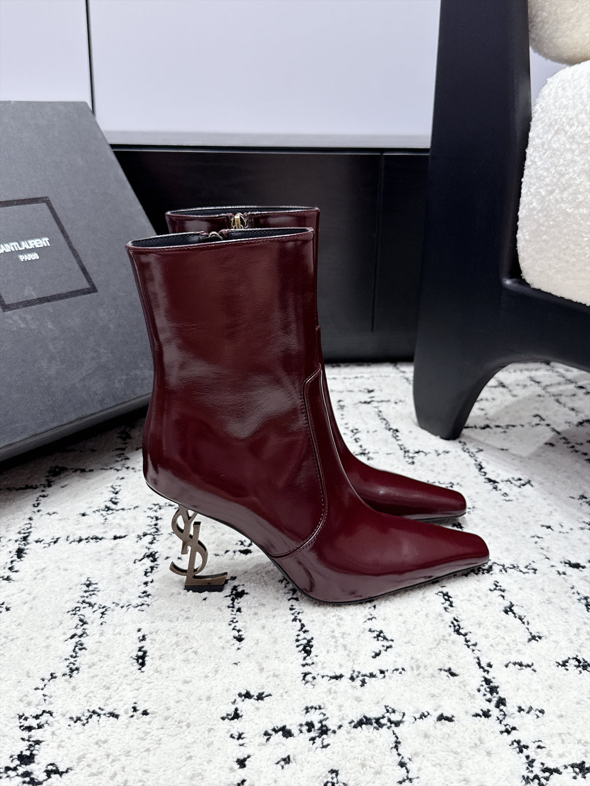 Saint Laurent Opyum Booties In Smooth Leather