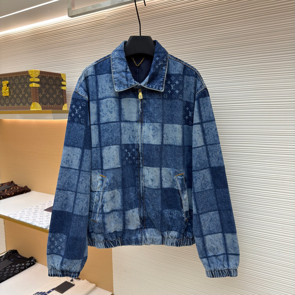 LV 1AK6J4 Lasered Signature Patchwork Denim Blouson