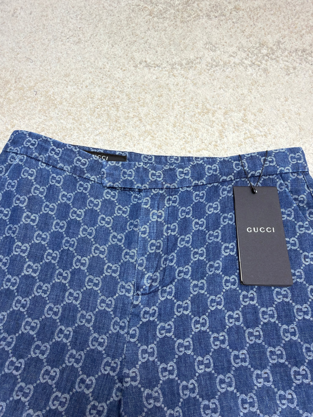 Gucci GG Cotton Denim Jacquard Pants