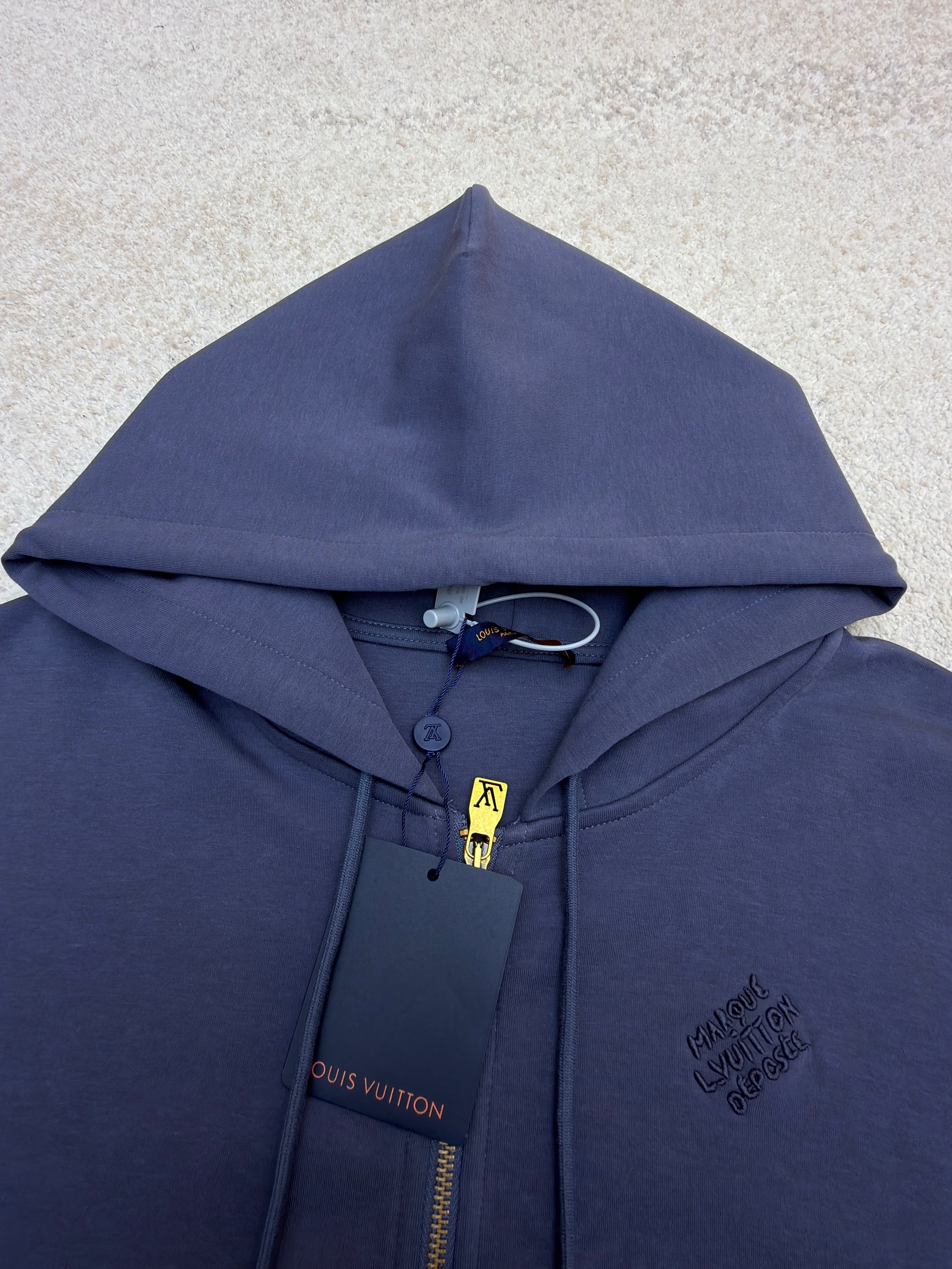 LV 1AFRB1 Embroidered Jersey Jacket with Zipper and Hood