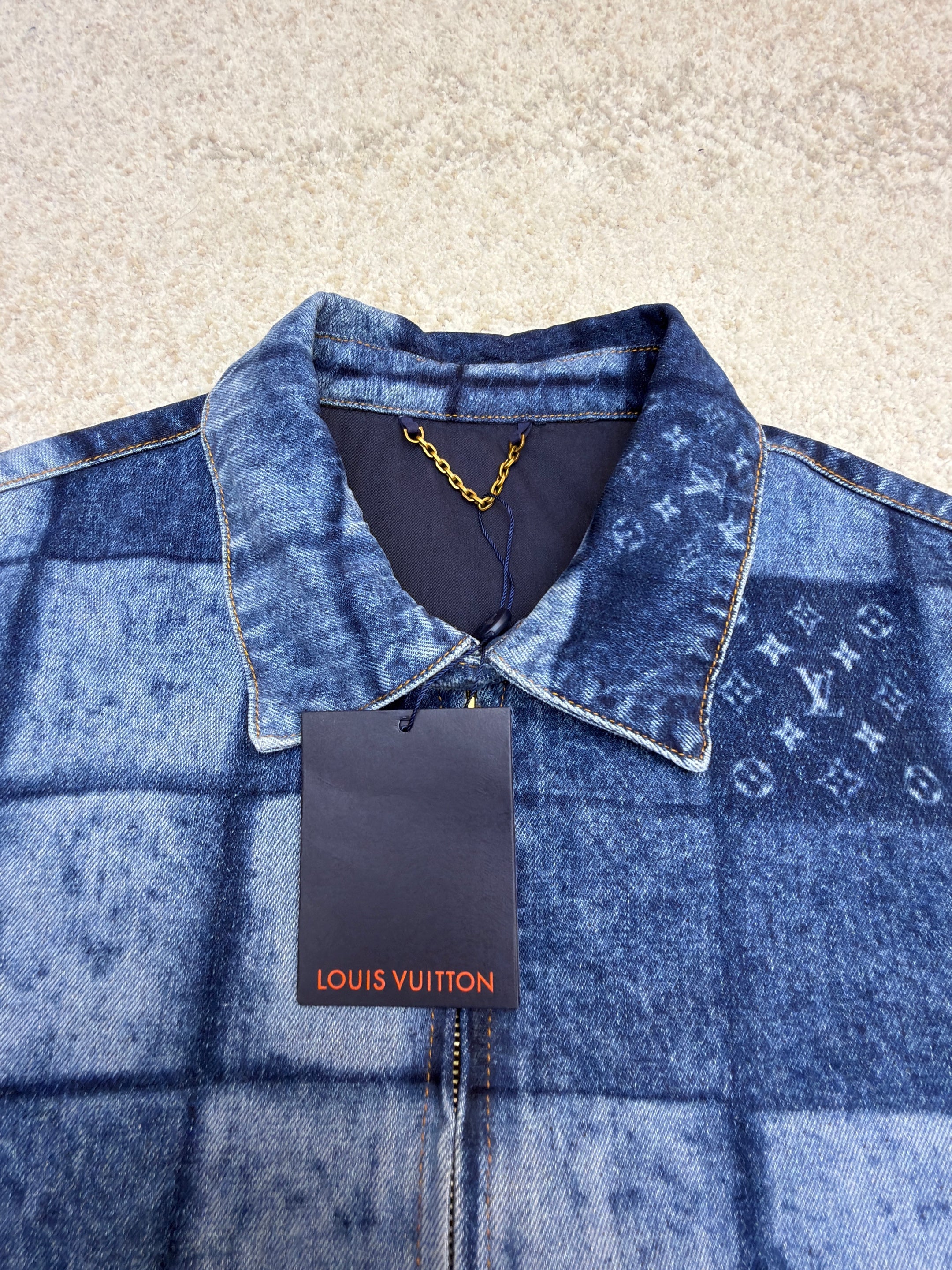 LV 1AK6J4 Lasered Signature Patchwork Denim Blouson