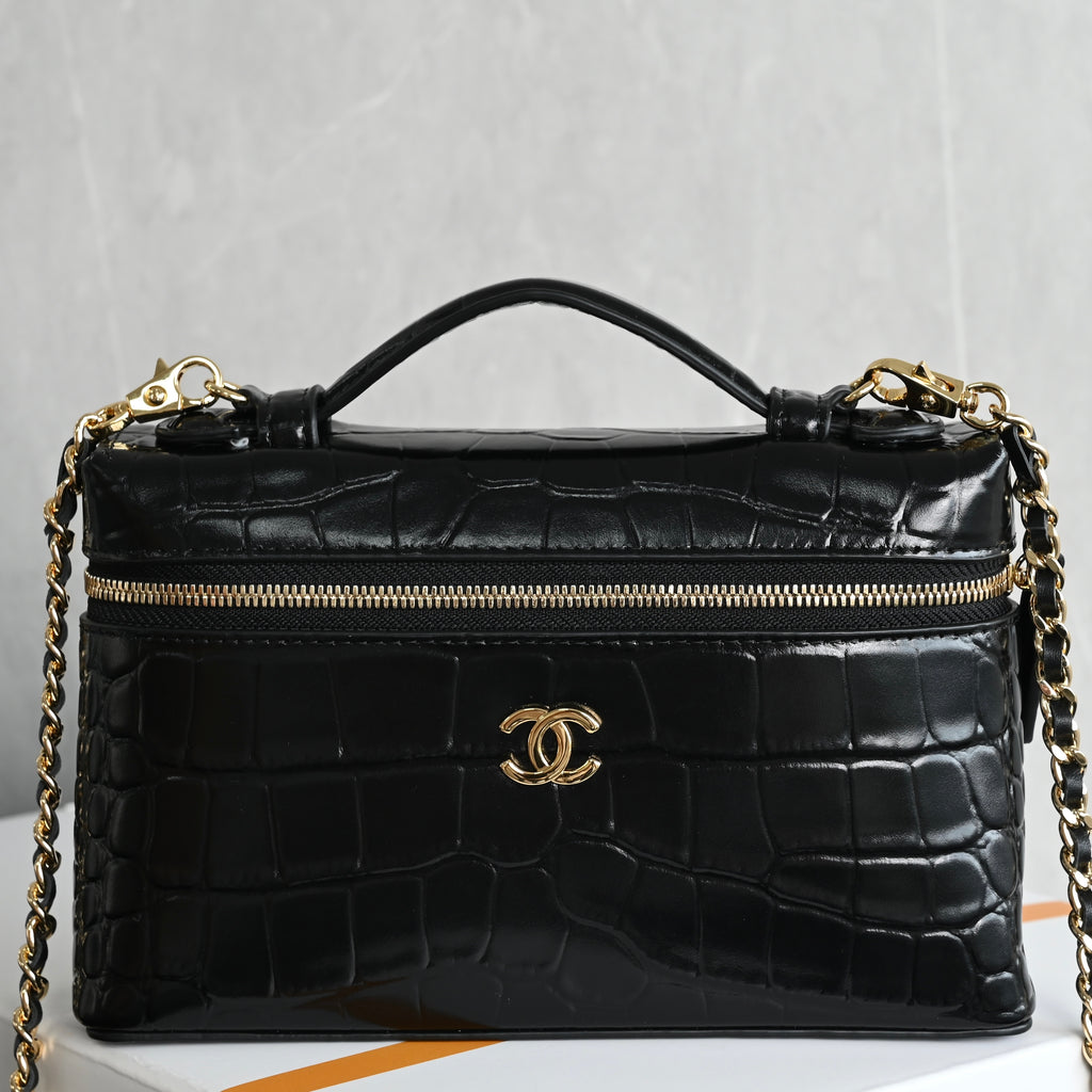 Chanel Vanity with Chain in Croc Embossed Calfskin