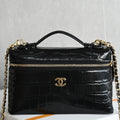 Chanel Vanity with Chain in Croc Embossed Calfskin