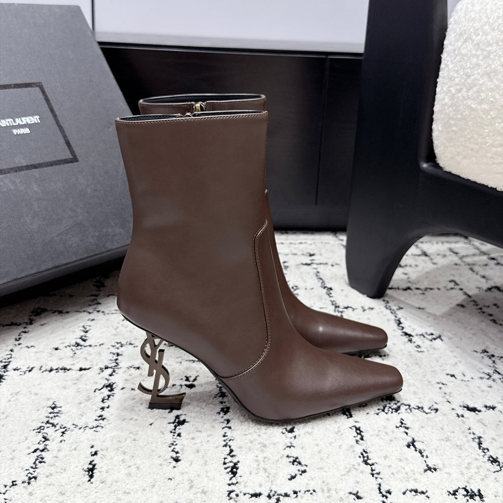 Saint Laurent Opyum Booties In Smooth Leather