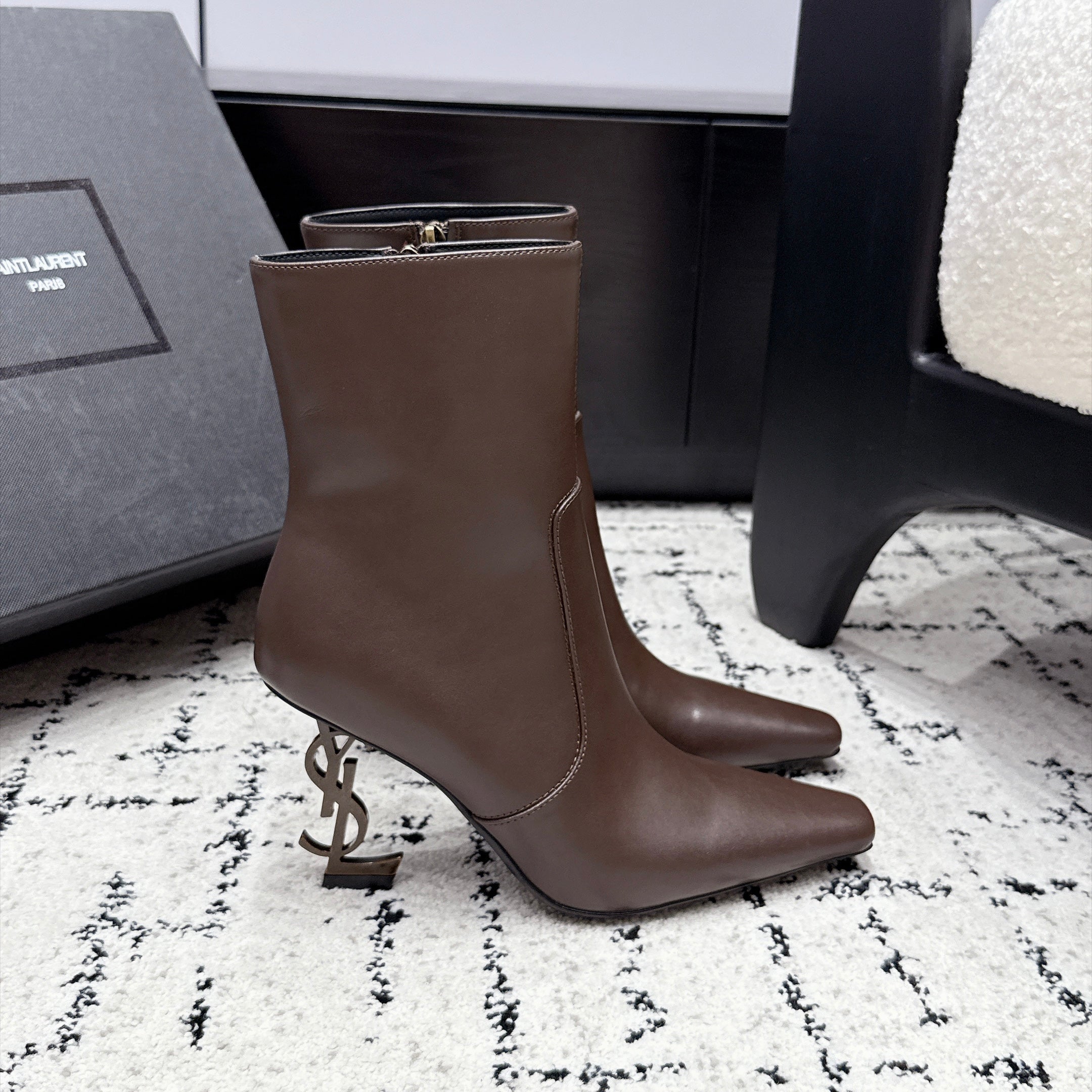 Saint Laurent Opyum Booties In Smooth Leather