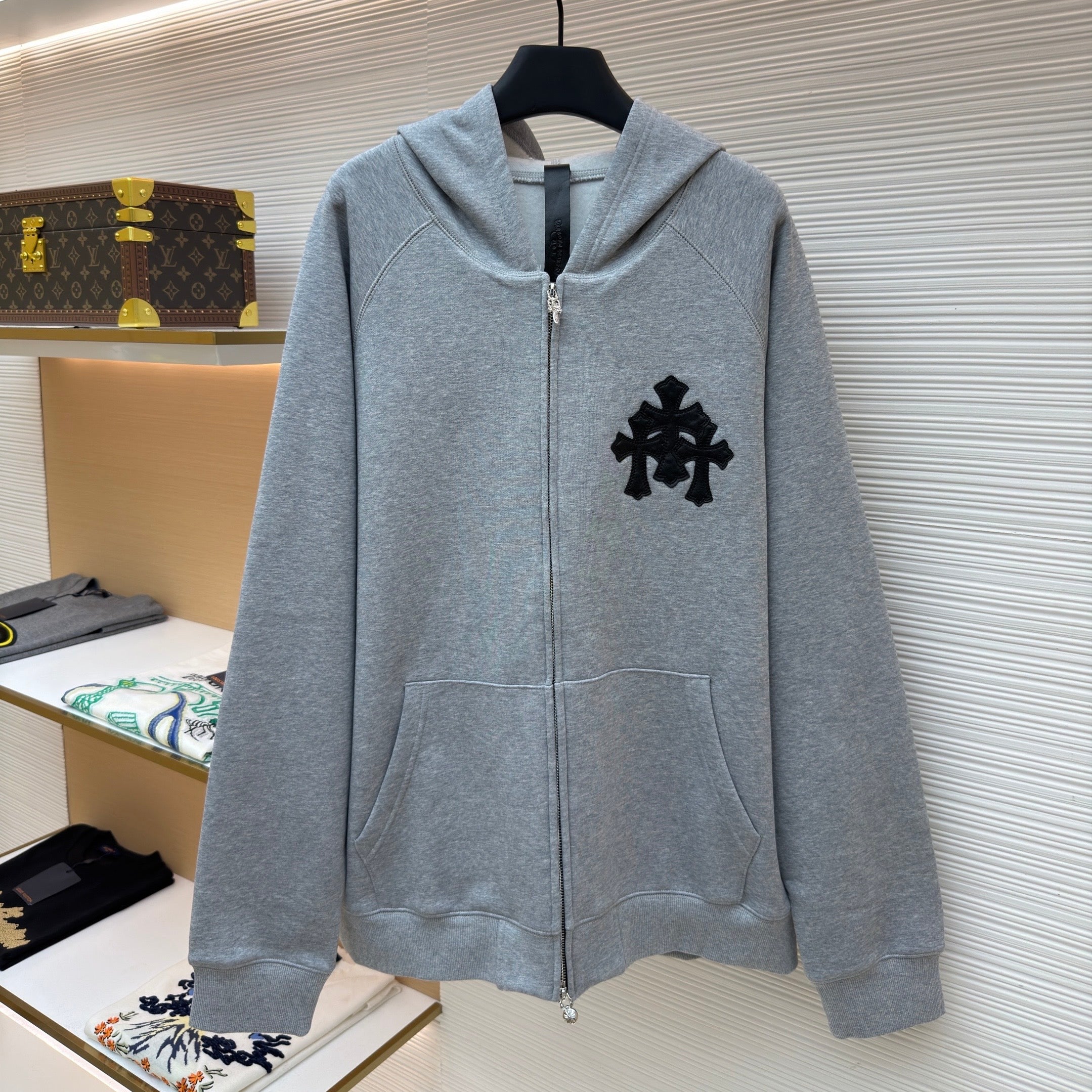 Chrome Hearts Triple Cross CH Logo Embroidered Hoodie
