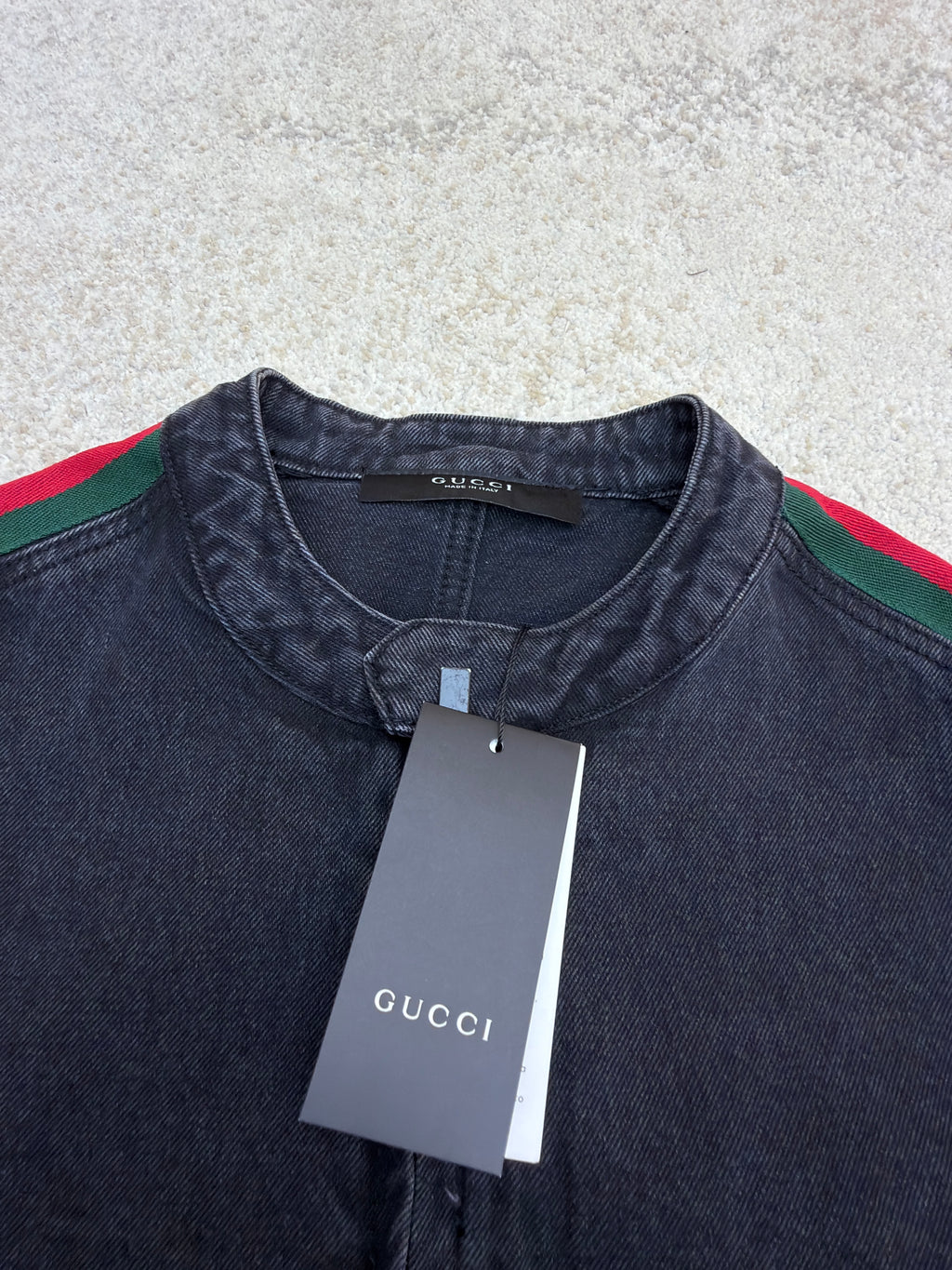 Gucci Cotton Denim Biker Jacket With Web