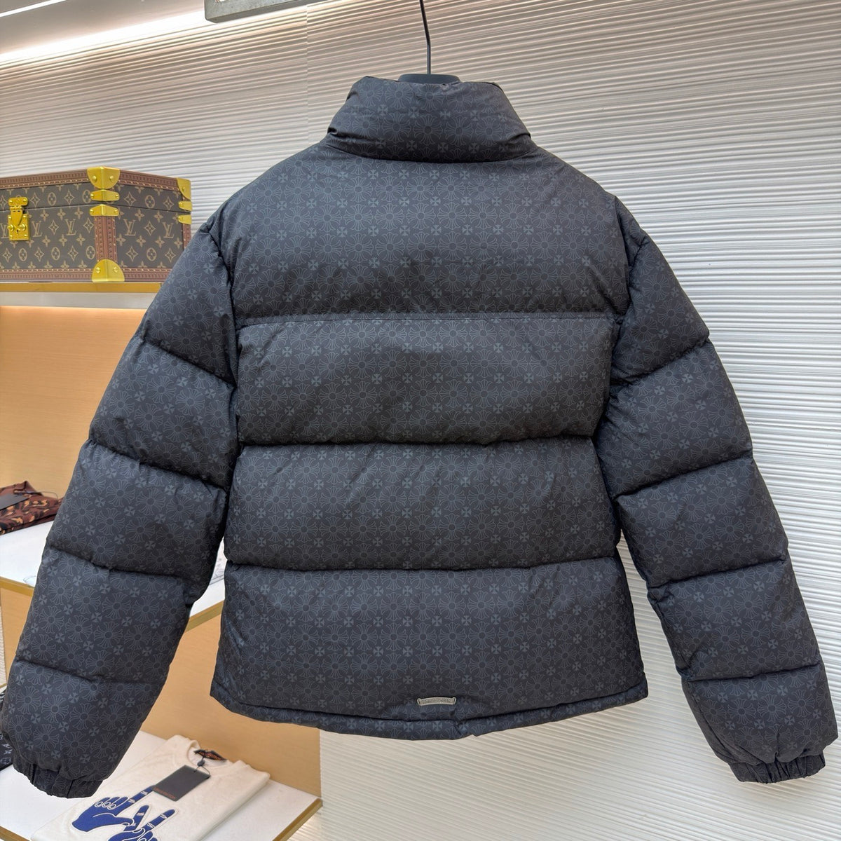 Chrome Hearts Black Monogram Print Down Puffer Jacket
