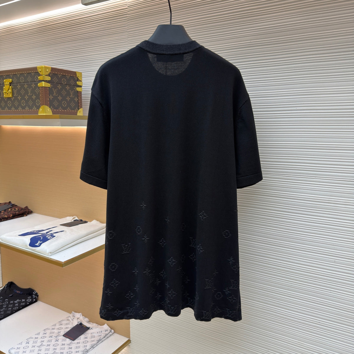 LV 1AKRN4 Gradient Signature Jacquard Short-Sleeved Crewneck