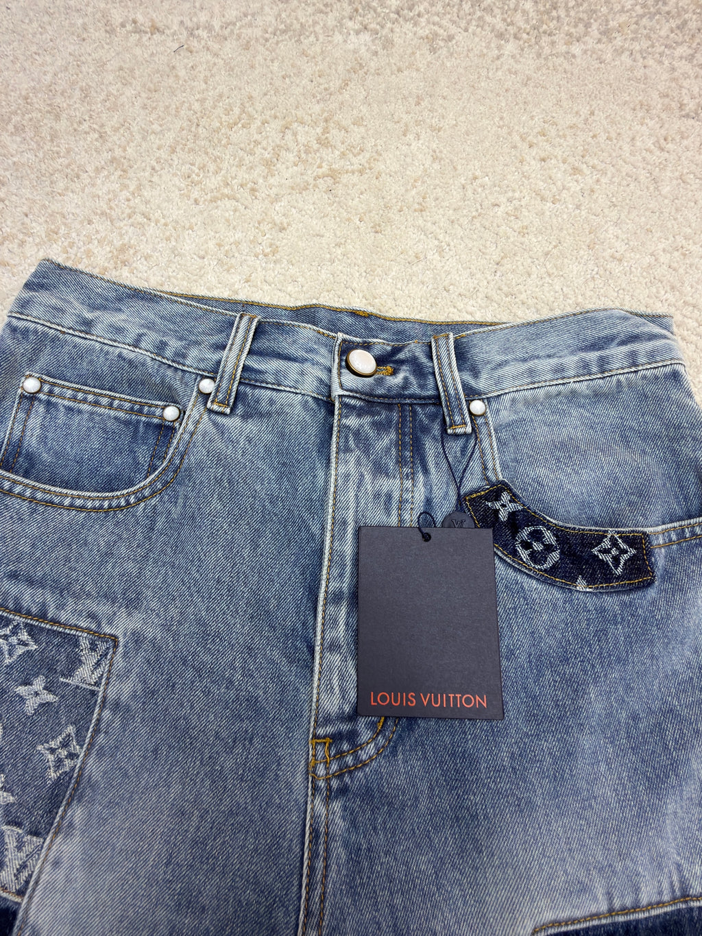 LV 1AKCOL Signature Patchwork Denim Pants